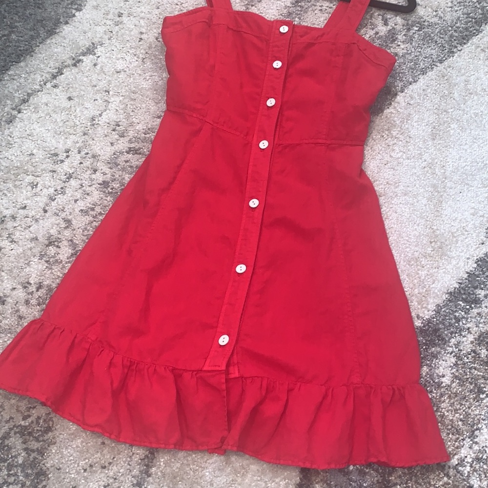 SIZE XS ZARA RED RUFFLE DRESS - Picture 3 of 8